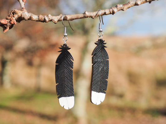 My newest collection Huia Feather Wooden Rimu Earrings