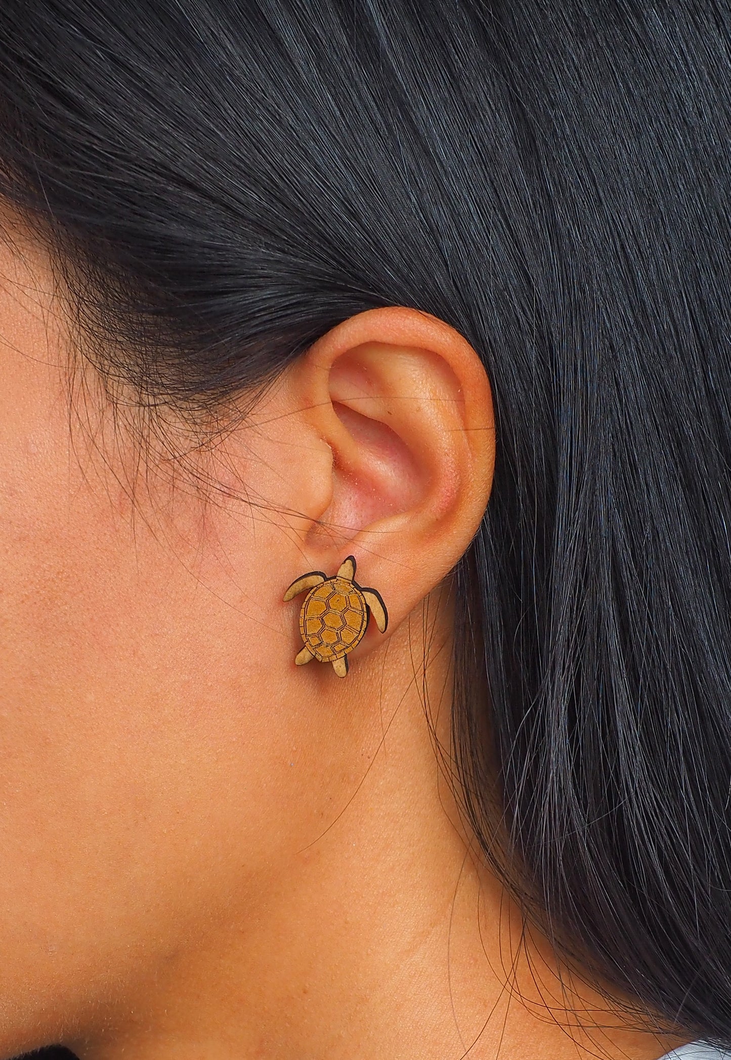 Sea turtle Wooden Rimu Stud Earrings