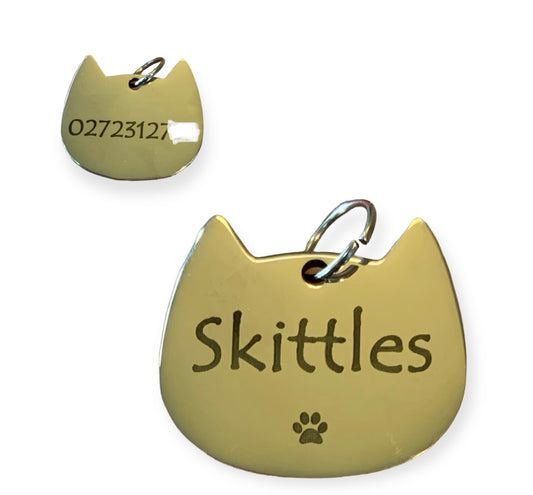Stainless Steel Cat Shaped Pet Tag