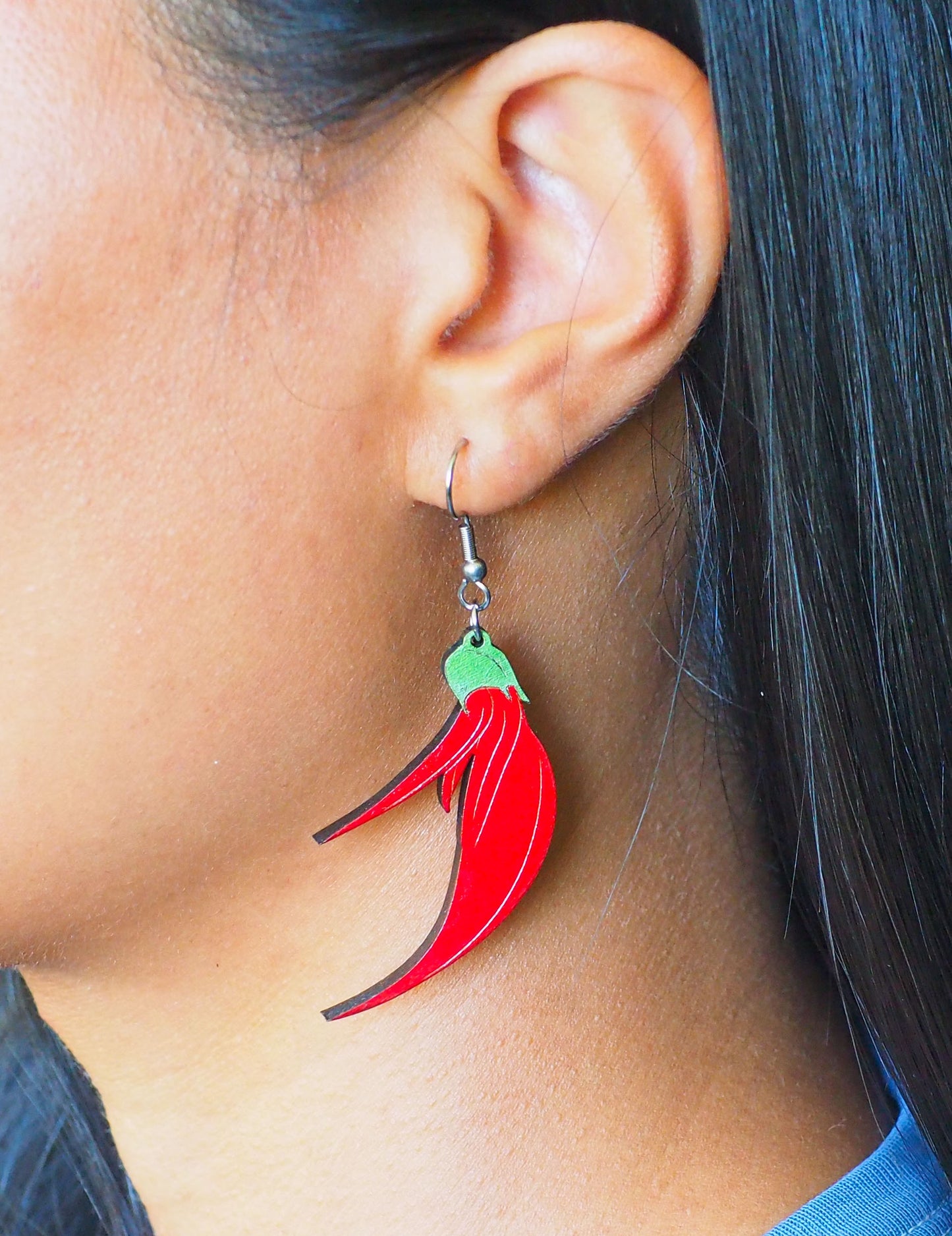 Kakabeak (Ngutukākā) Wooden Rimu Earrings