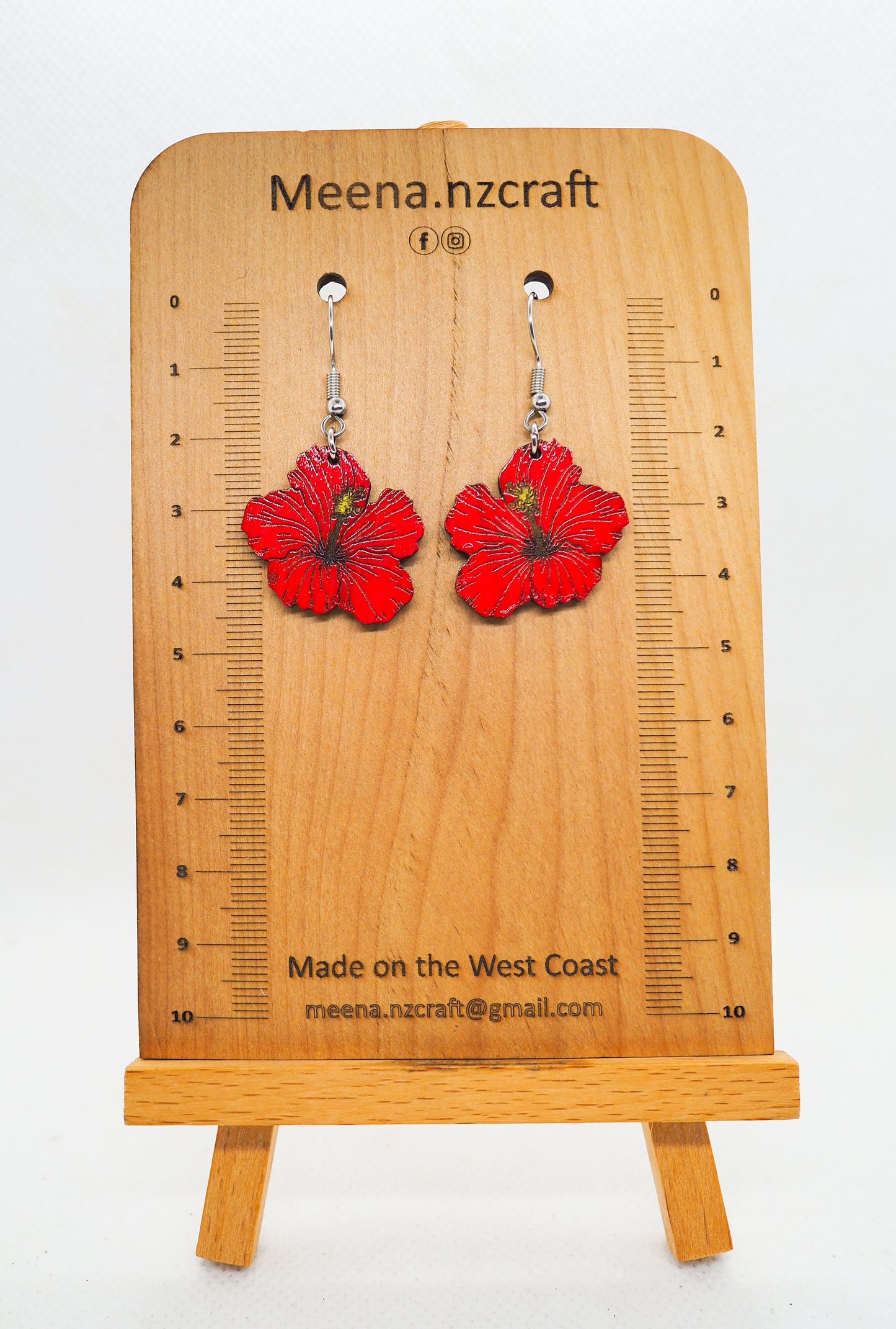 Hibiscus Wooden Rimu Earrings