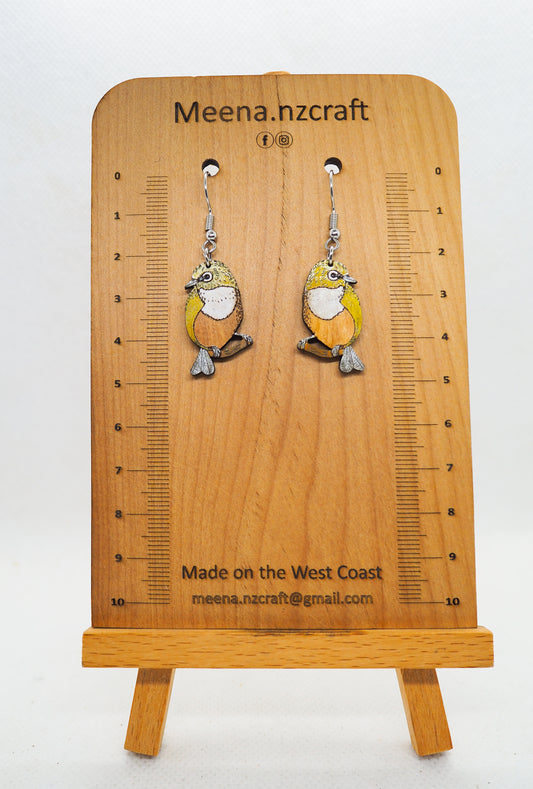 Waxeye (Tauhou) Wooden Rimu Earrings