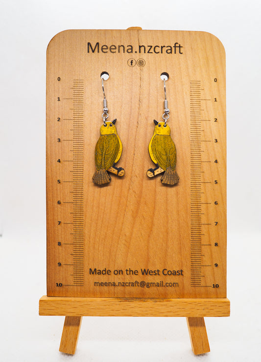 Yellowhead (Mōhua) Wooden Rimu Earrings