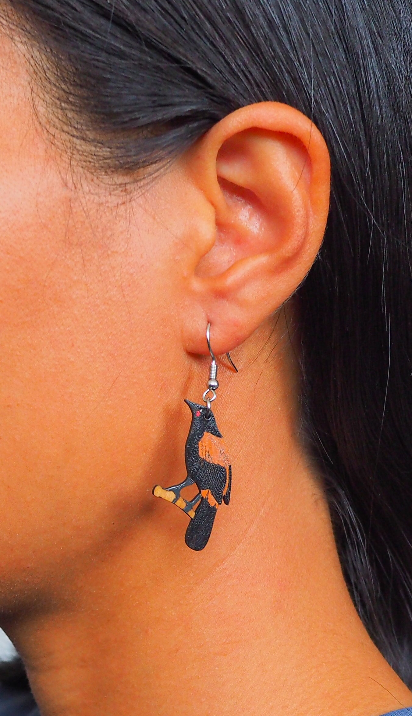 Saddleback (Tīeke) Wooden Rimu Earrings