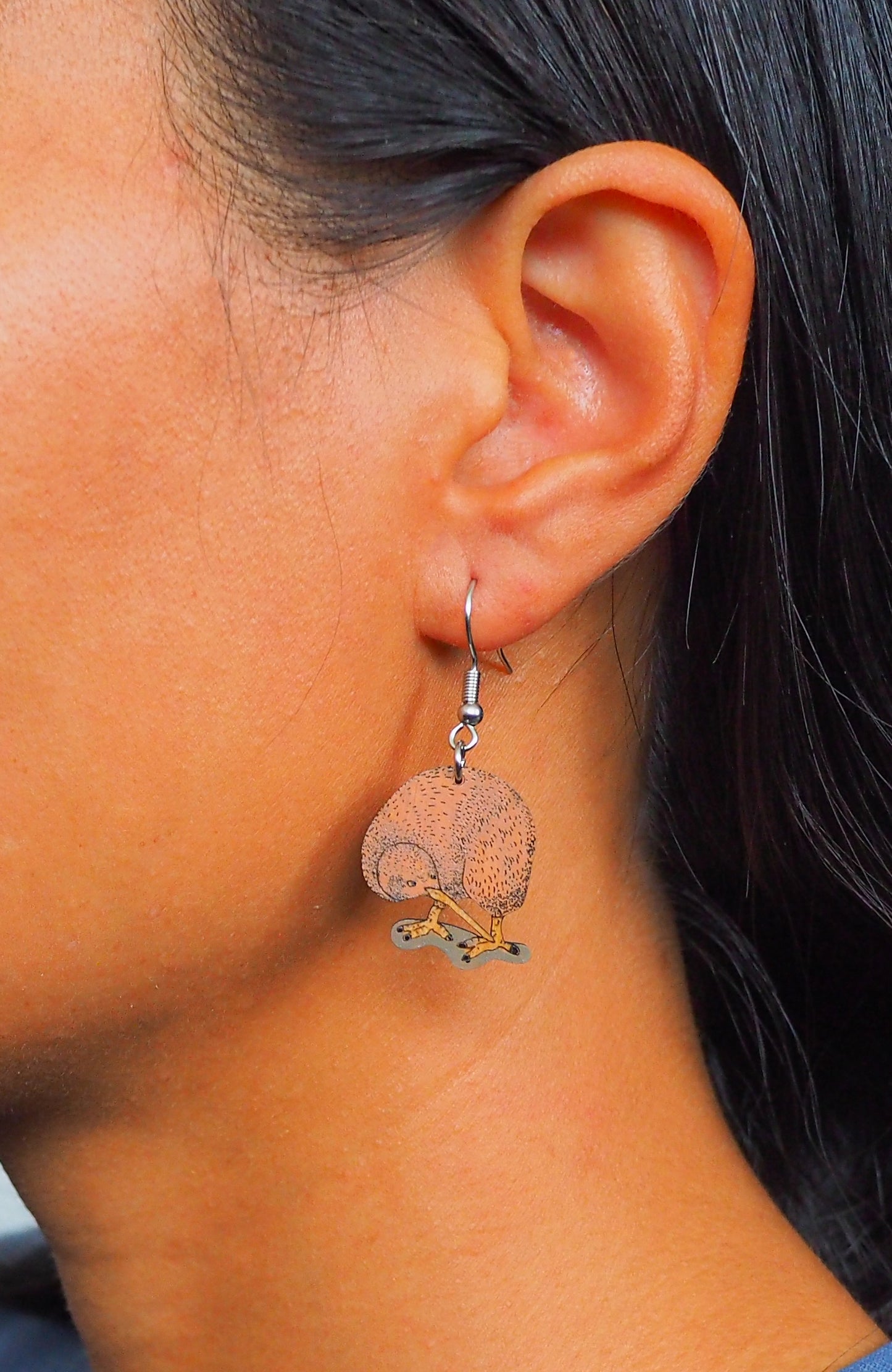 Kiwi Wooden Rimu Earrings #2