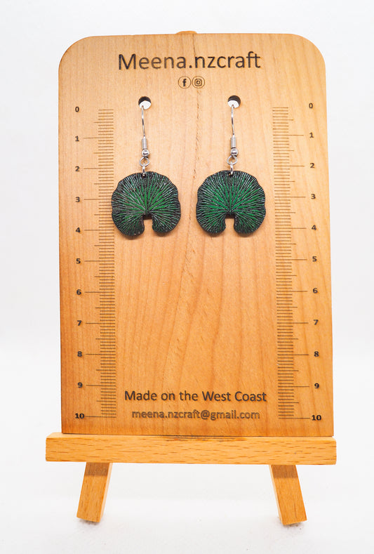 Kidney Fern Wooden Rimu Earrings