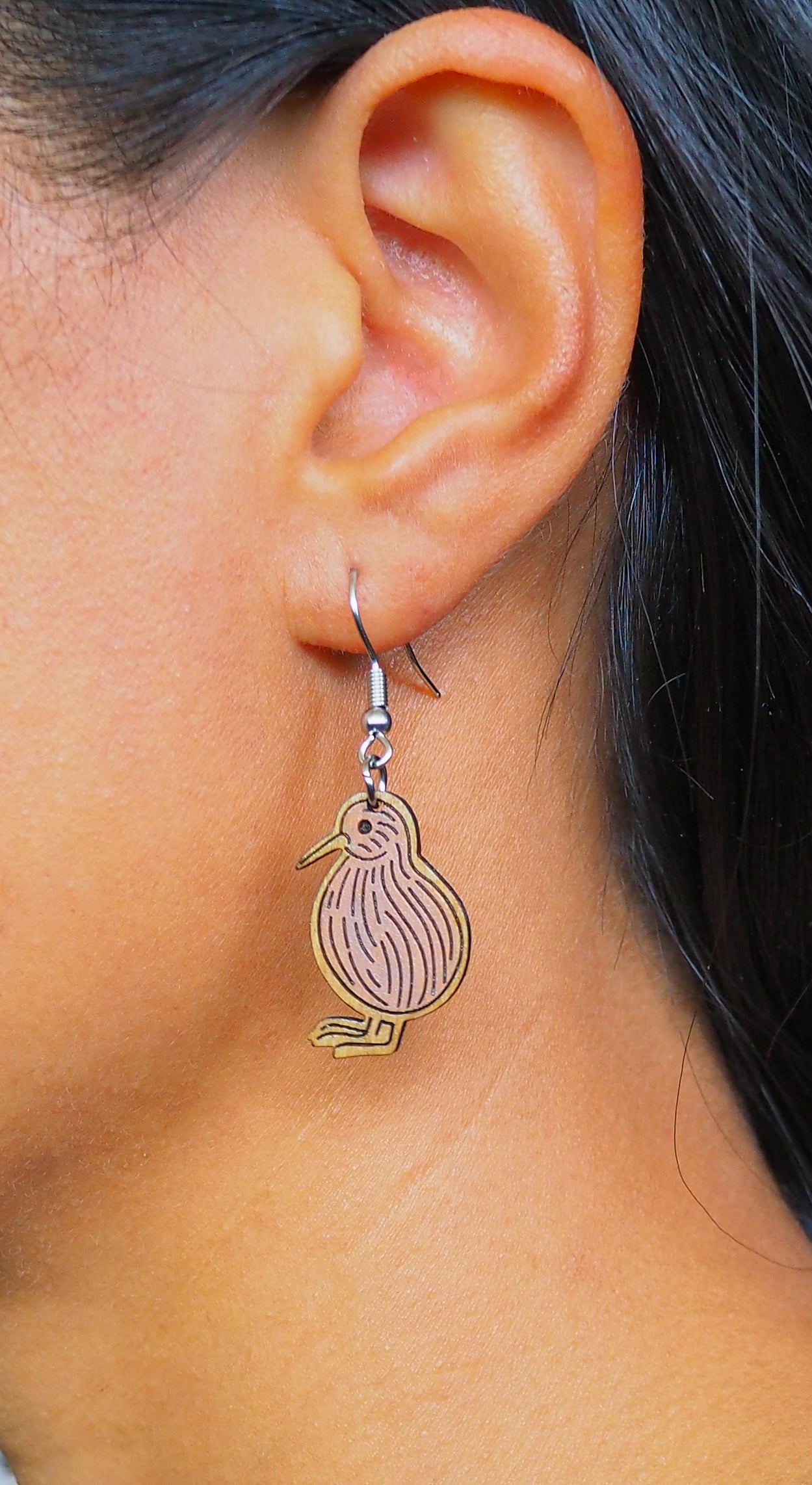 Kiwi Wooden Rimu Earrings