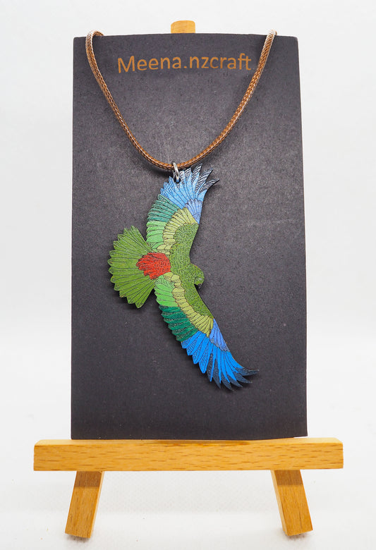 Kea Bird Wooden Rimu Necklace