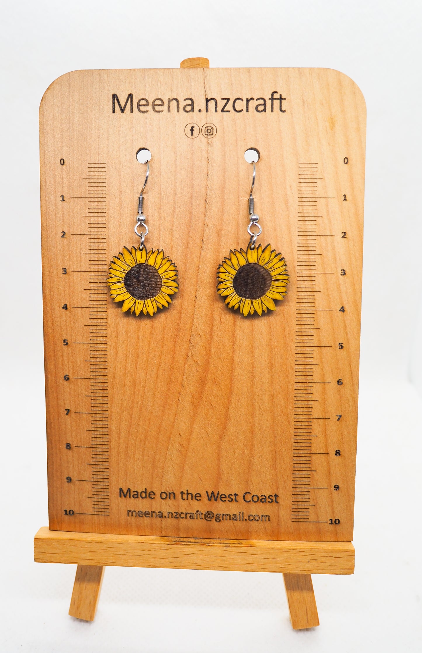 Sunflower Wooden Rimu Earrings