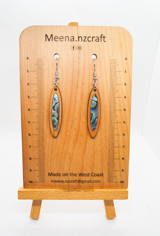 Paua Shell Wooden Earrings