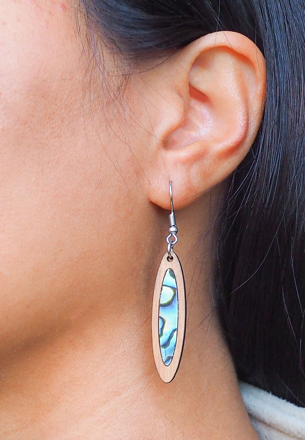 Paua Shell Wooden Earrings