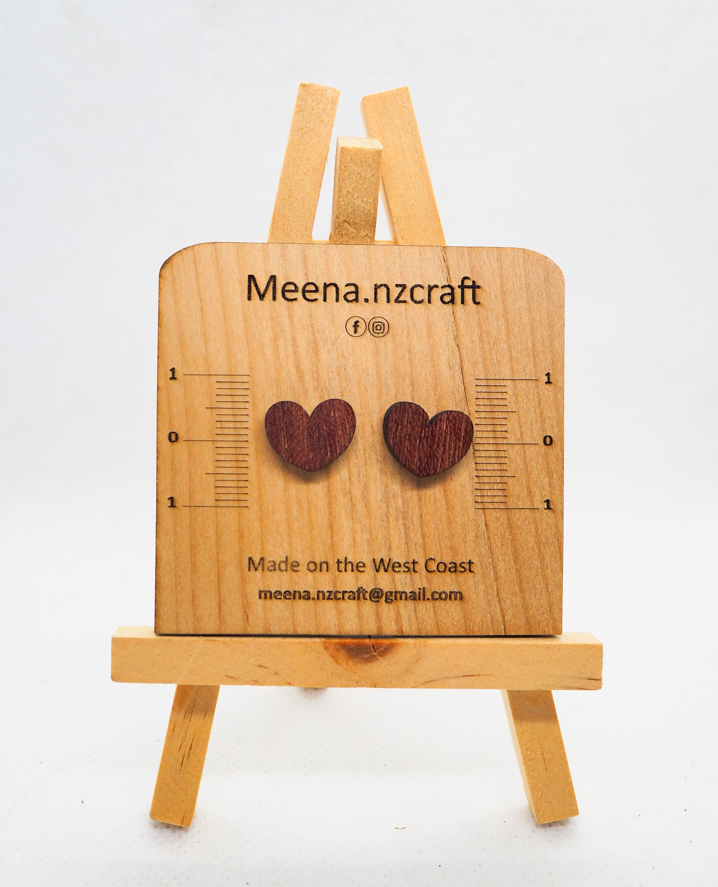 Love Heart Purple Heart Wood Stud Earrings