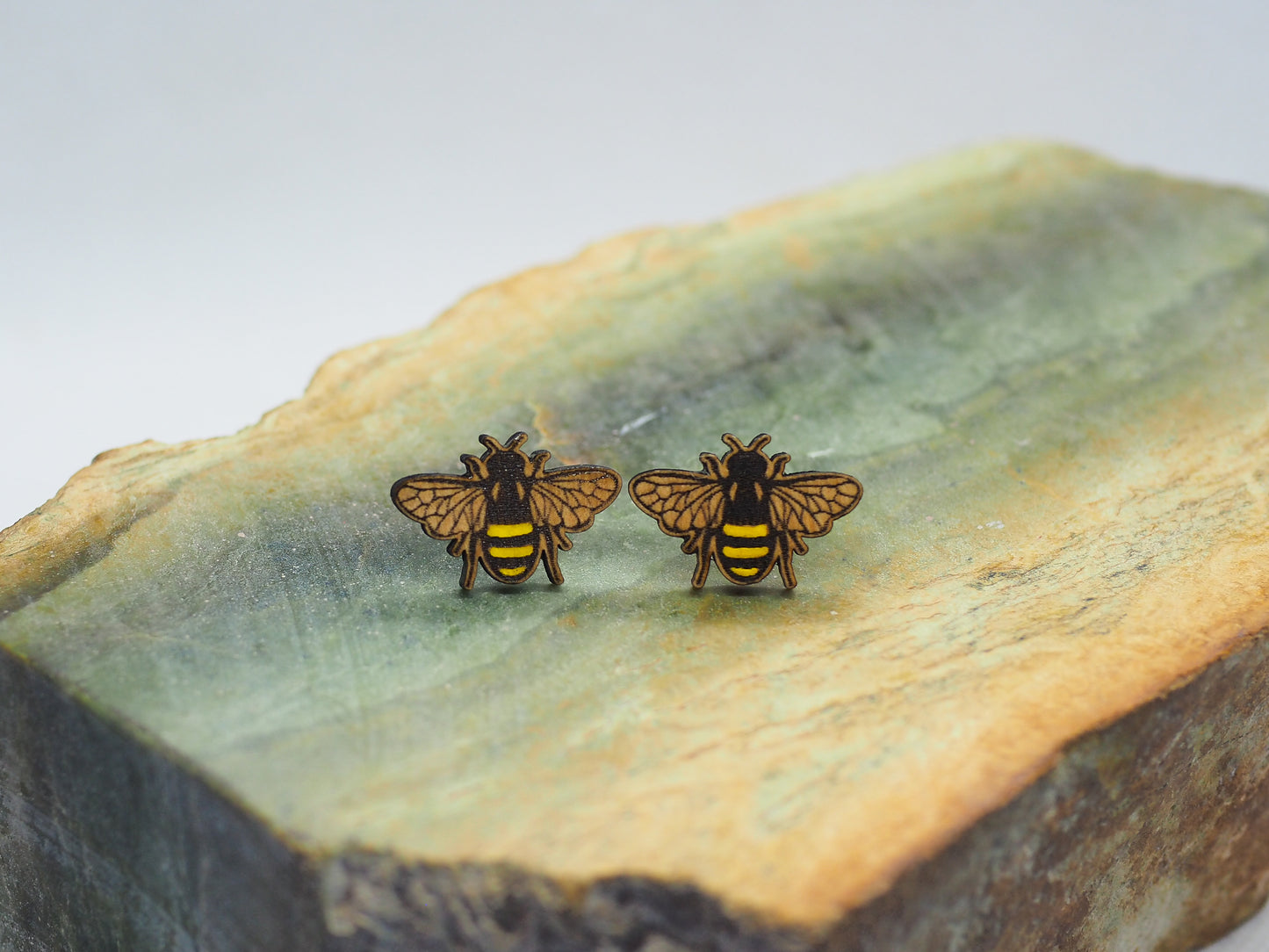 Bee Wooden Rimu Stud Earrings