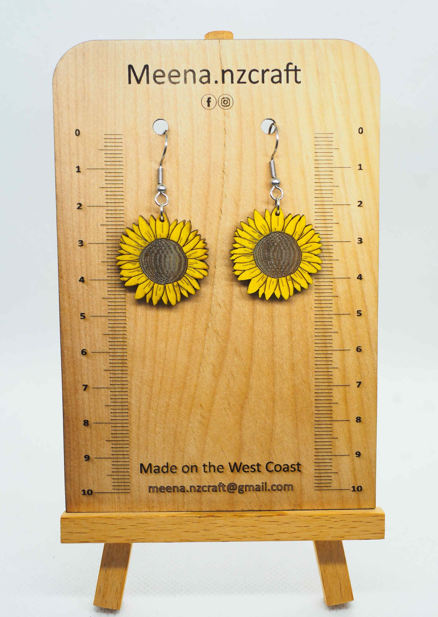 Sunflower Wooden Rimu Earrings