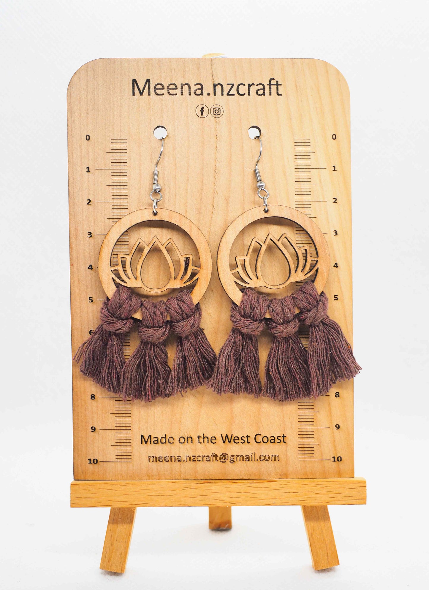 Lotus Bloom Crafted Wooden Earrings