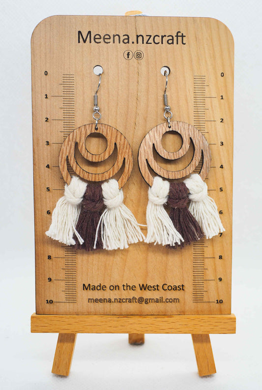 Moon Crescent Crafted Wooden Earrings