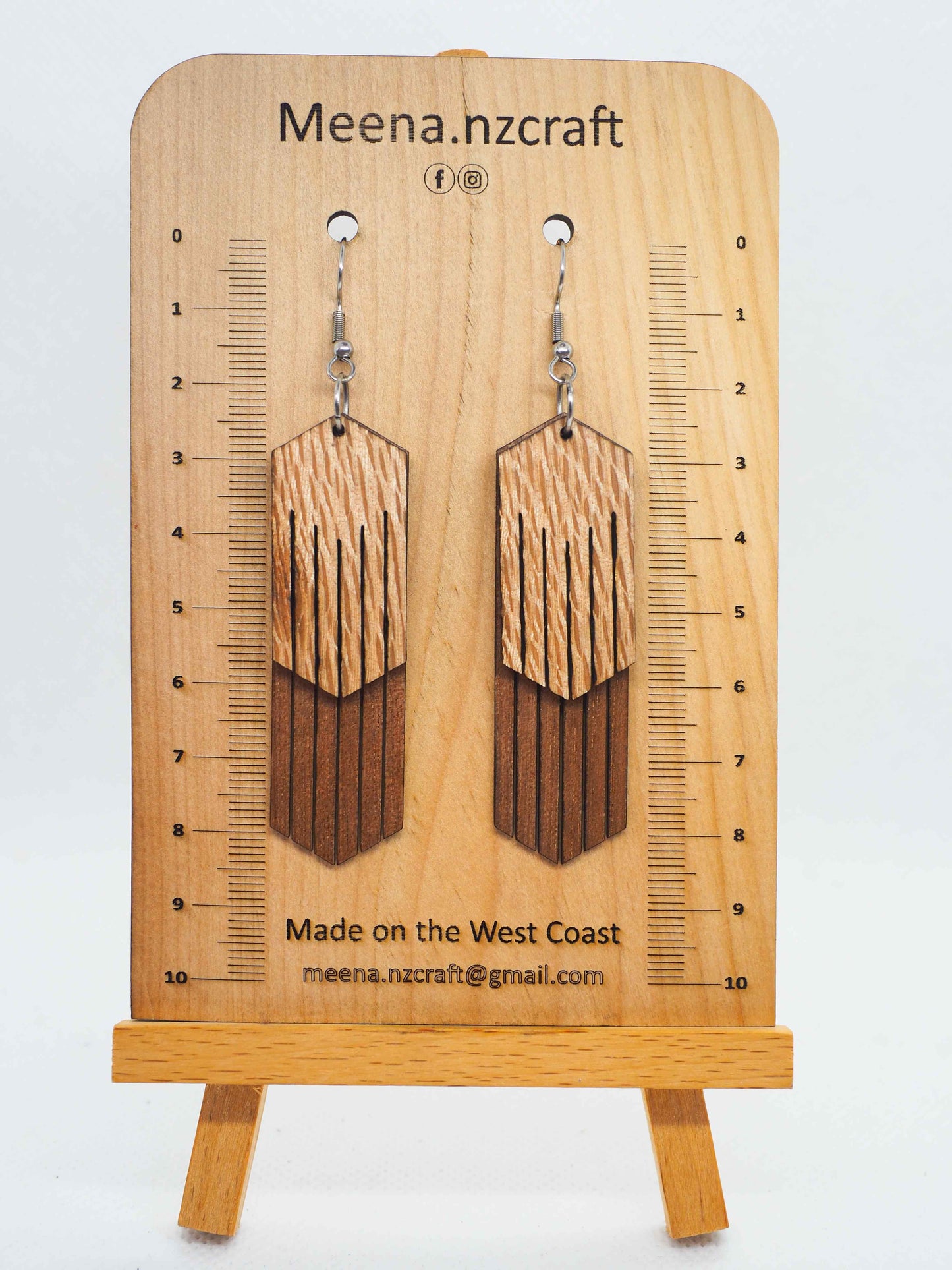 Diamond Waterfall Crafted Wooden Earrings