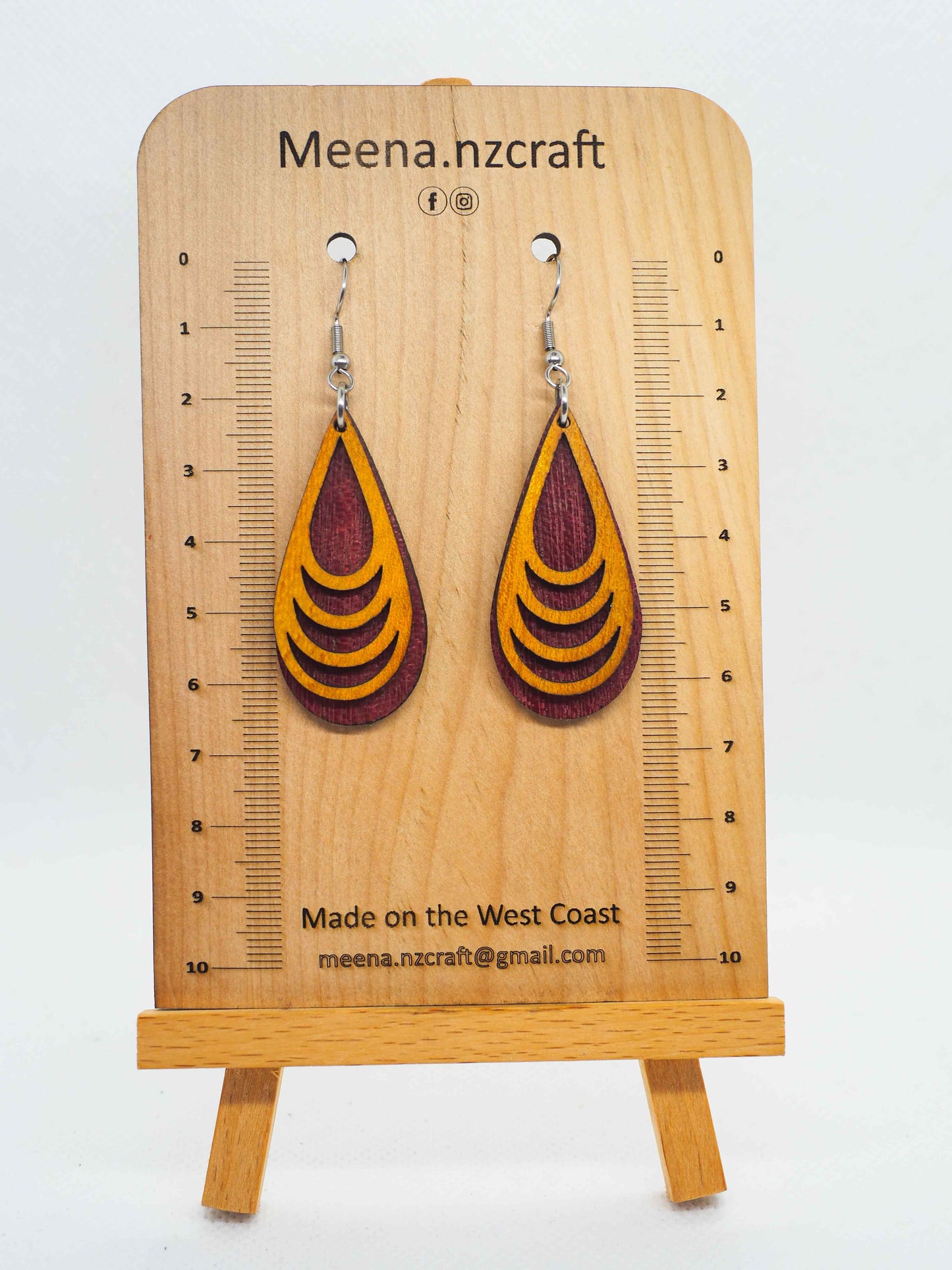 Teardrop Crafted Wooden Earrings