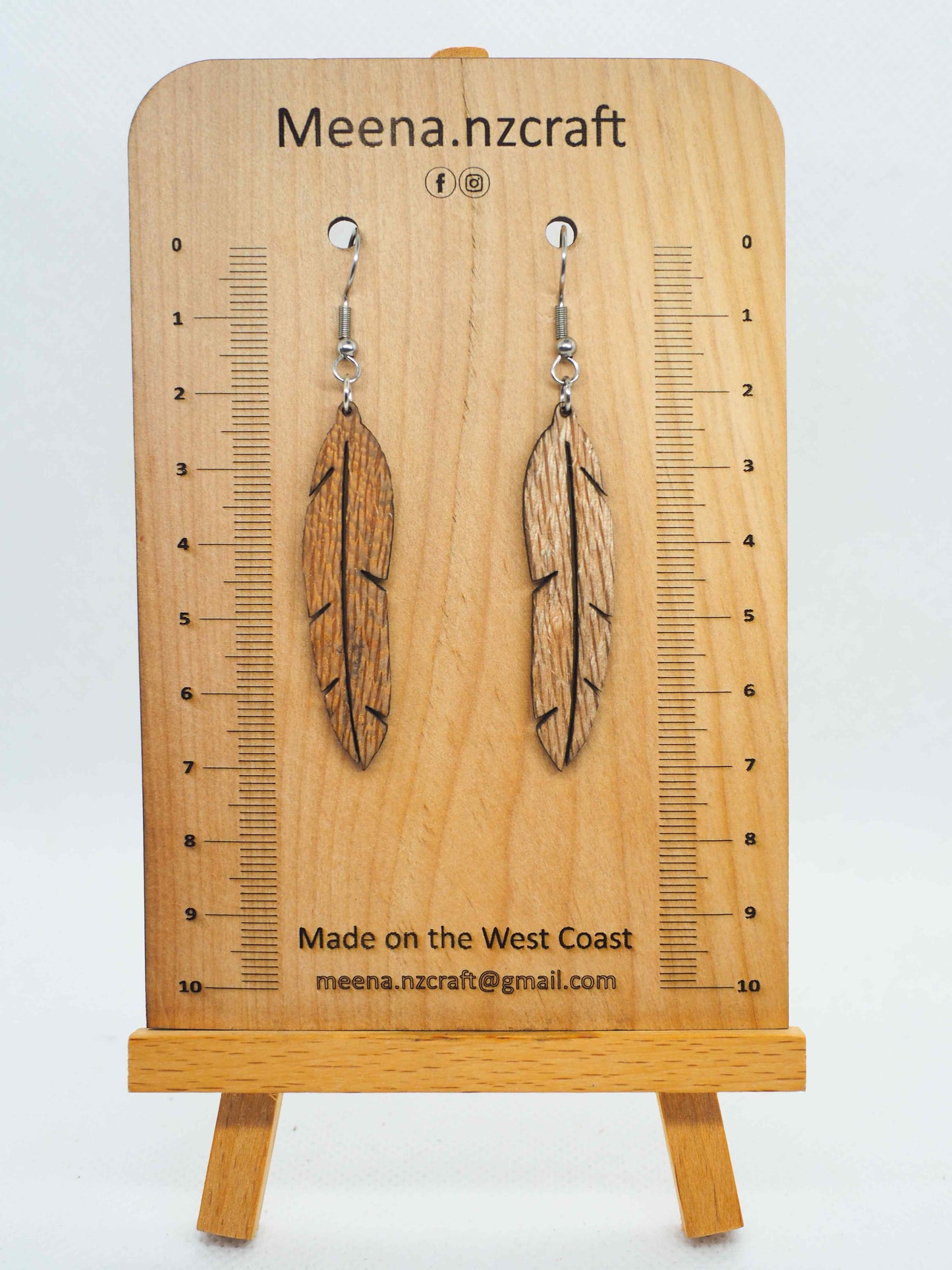 Feather Crafted Wooden Earrings