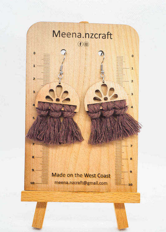 Sunrise Tassels Crafted Wooden Earrings