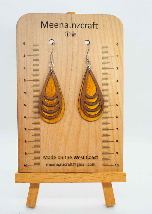 Teardrop Crafted Wooden Earrings