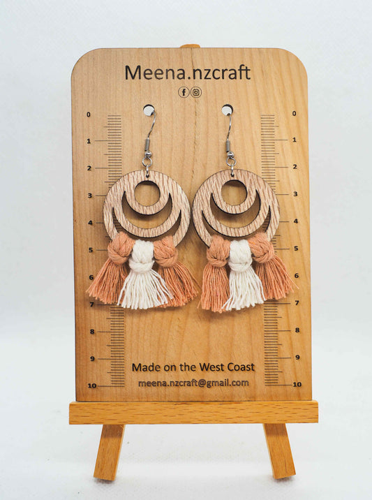 Moon Crescent Crafted Wooden Earrings