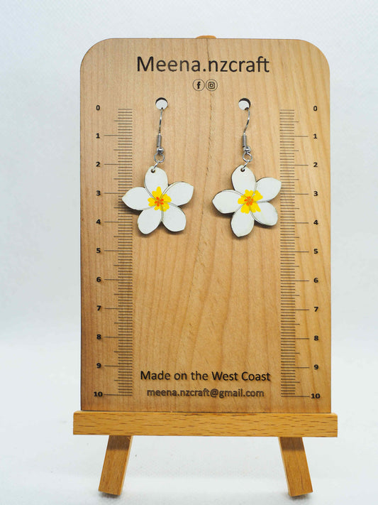 Frangipani Wooden Rimu Earrings