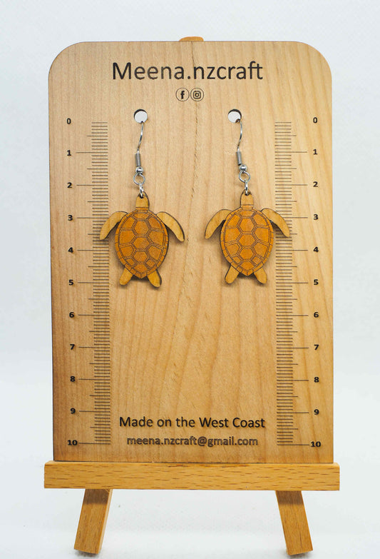 Sea Turtles Wooden Rimu Earrings