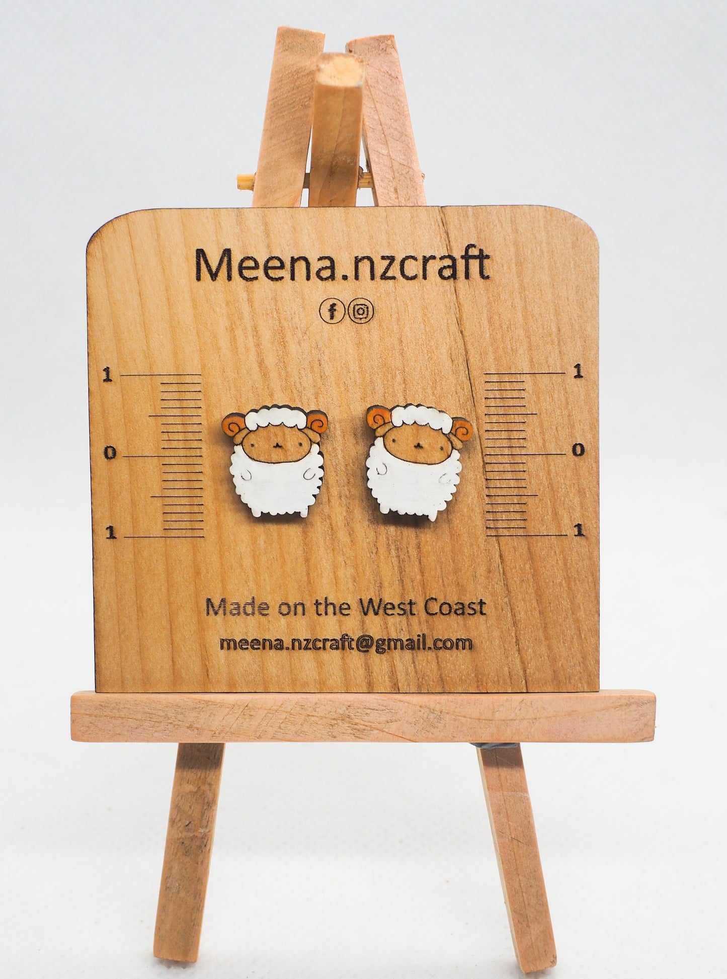 Sheep Wooden Rimu Stud Earrings