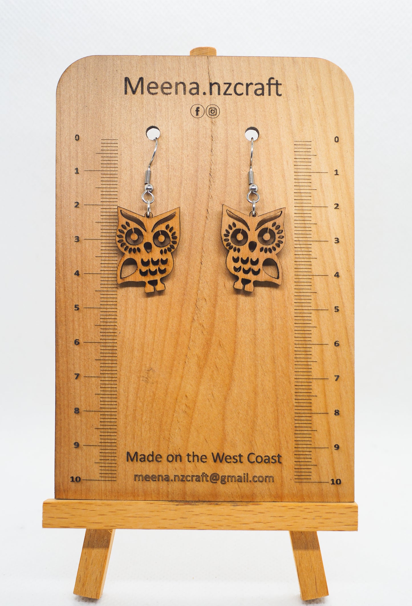 Owl Crafted Wooden Earrings