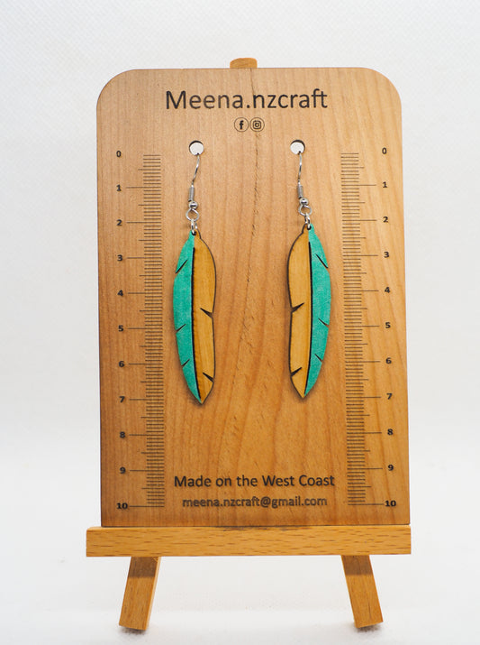 Feather Crafted Wooden Earrings