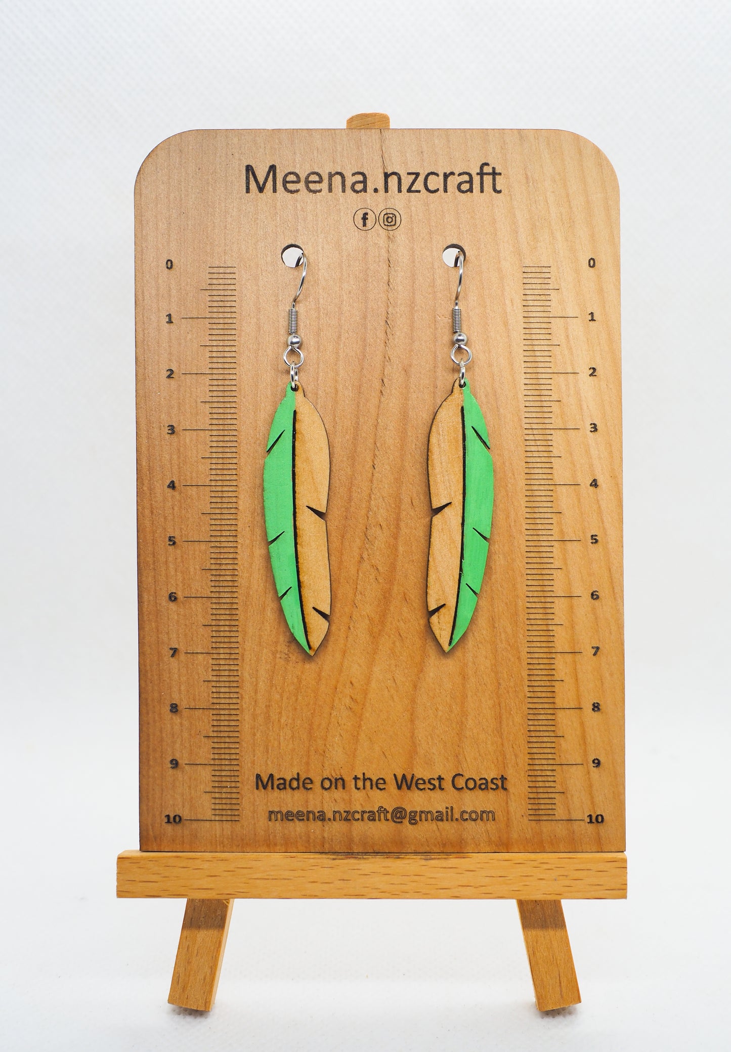 Feather Crafted Wooden Earrings