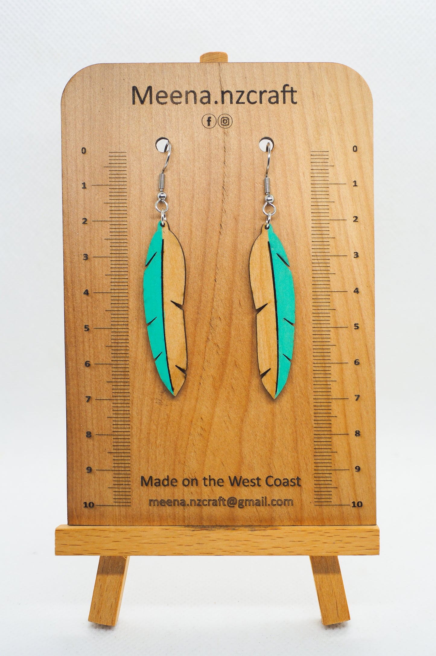 Feather Crafted Wooden Earrings