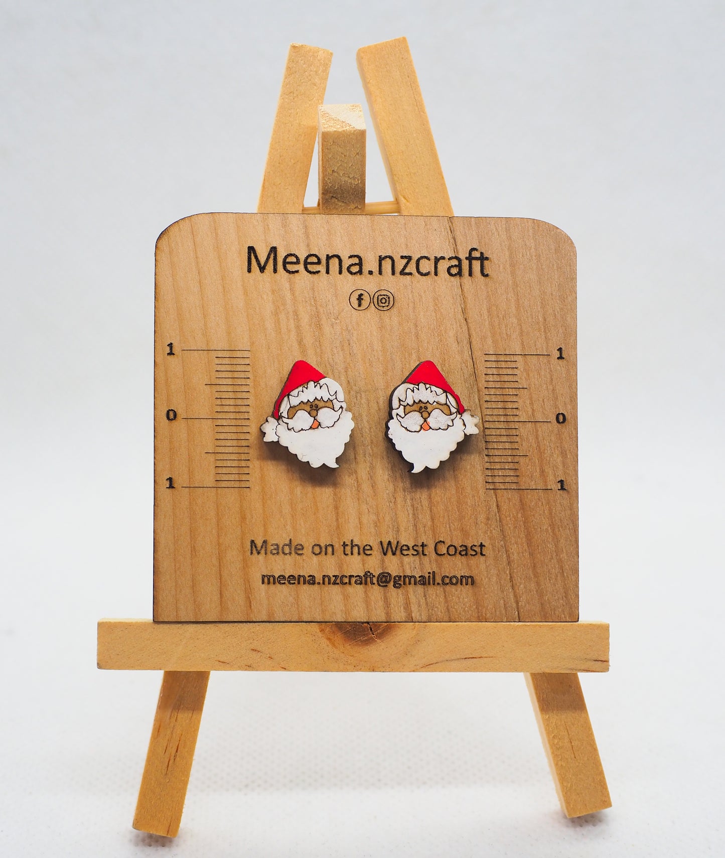 Santa claus Wooden Rimu Stud Earrings