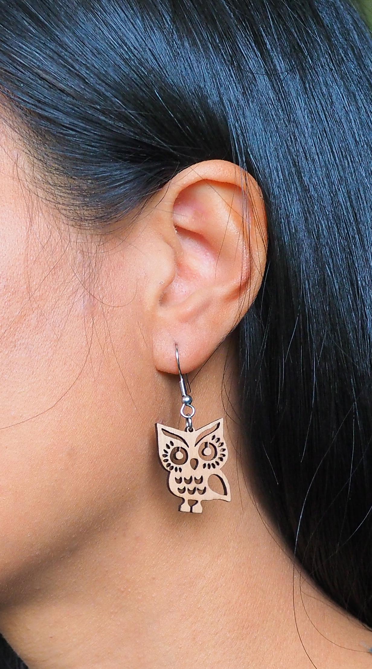 Owl Crafted Wooden Earrings