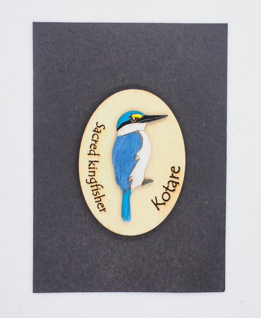 Kingfisher (Kotare) Wooden Rimu Magnet