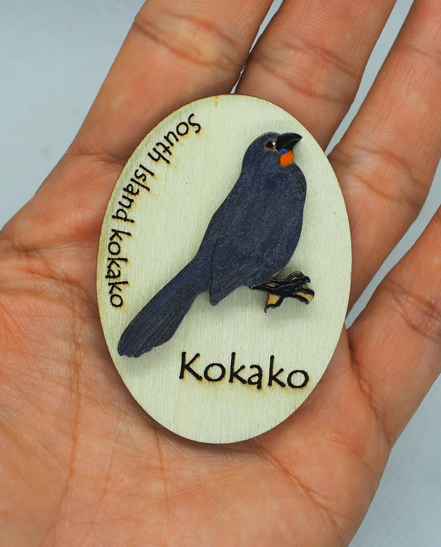 South Island Kōkako Wooden Rimu Magnet