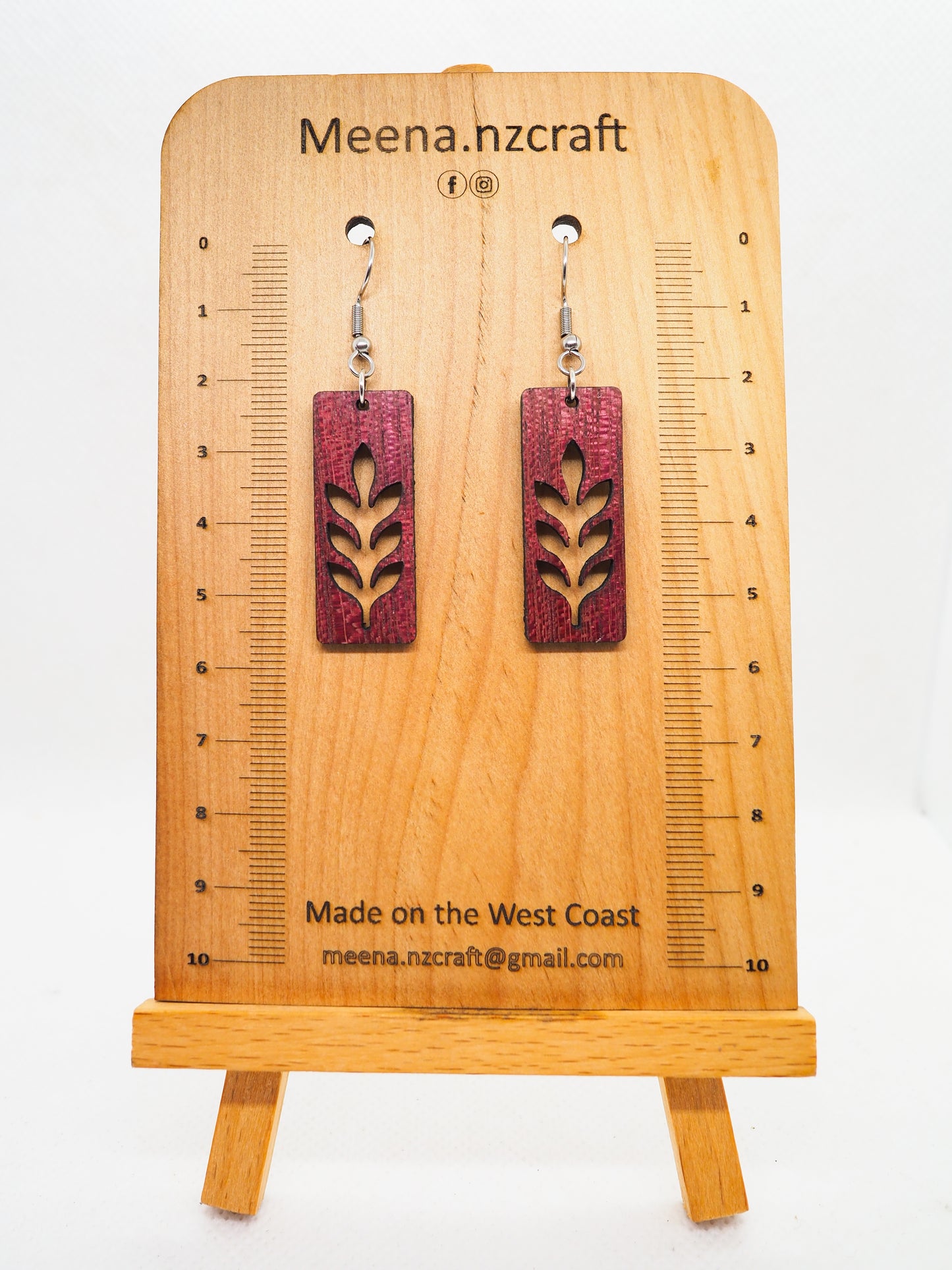 Crafted Purple Heart Wood Earrings