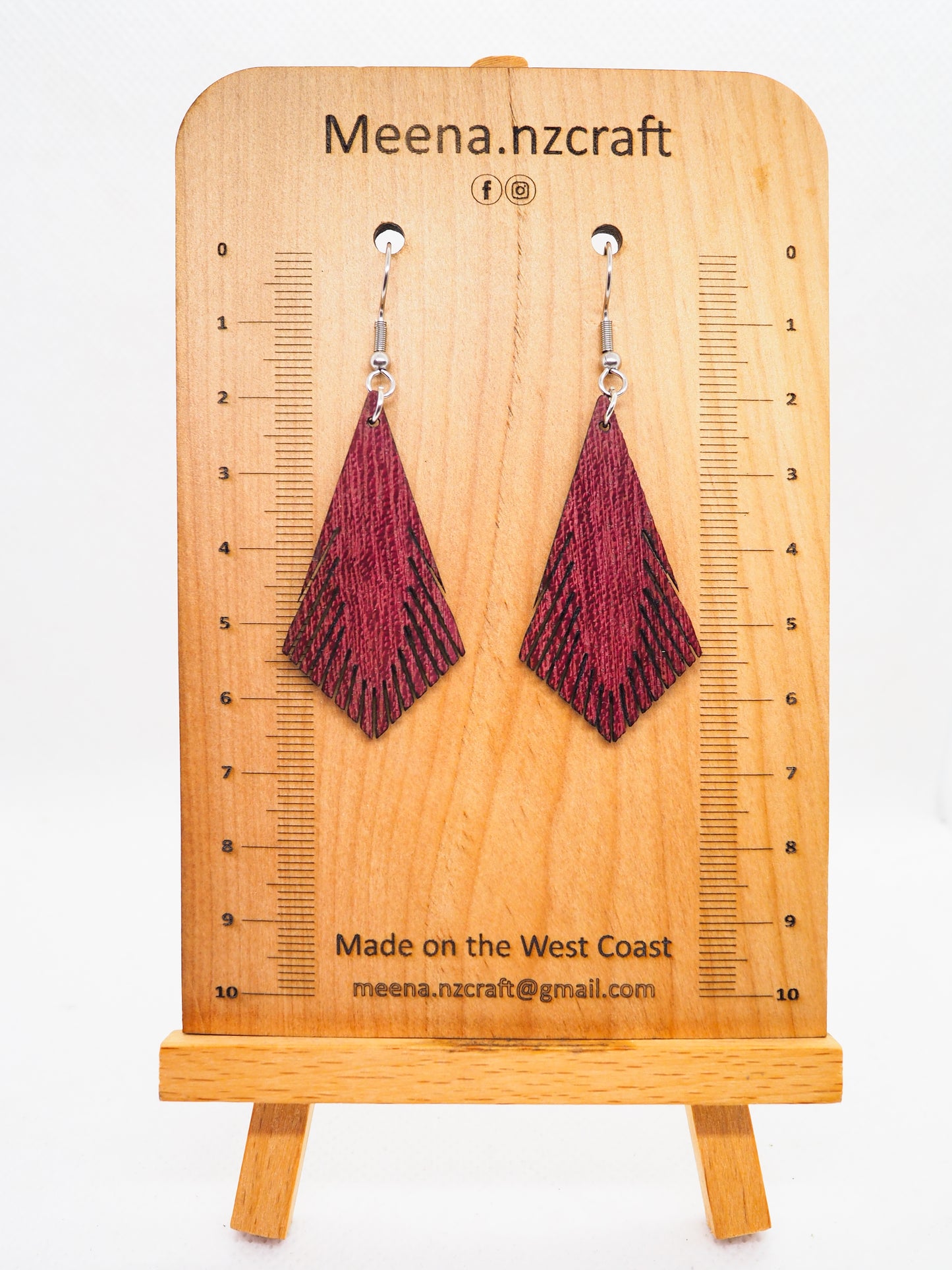 Crafted Purple Heart Wood Earrings