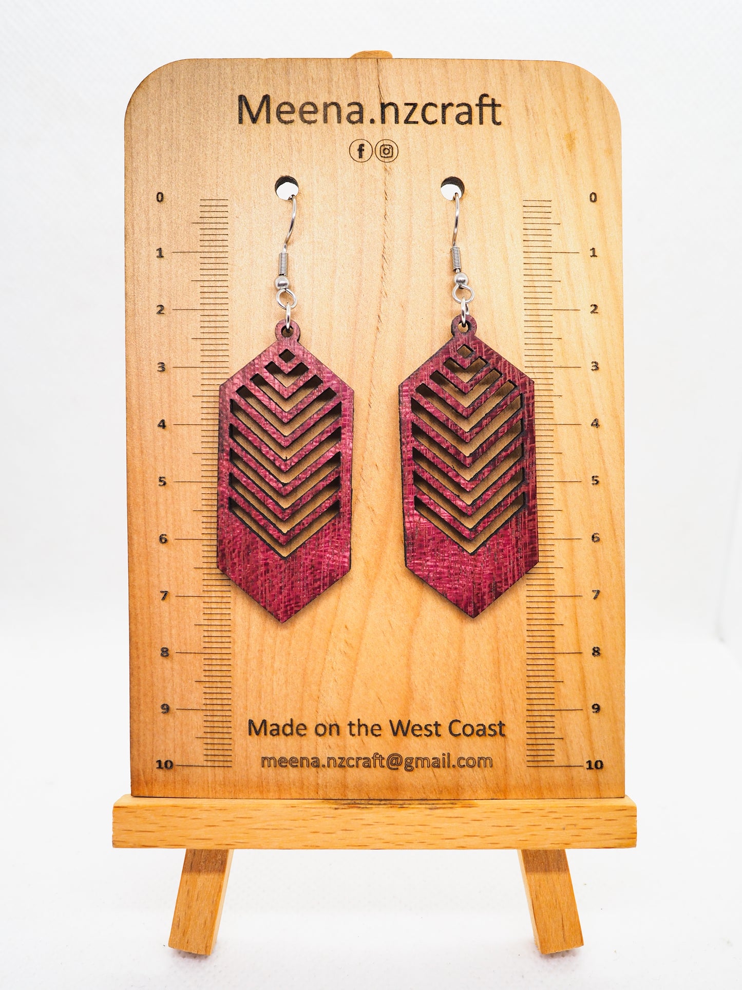 Crafted Purple Heart Wood Earrings