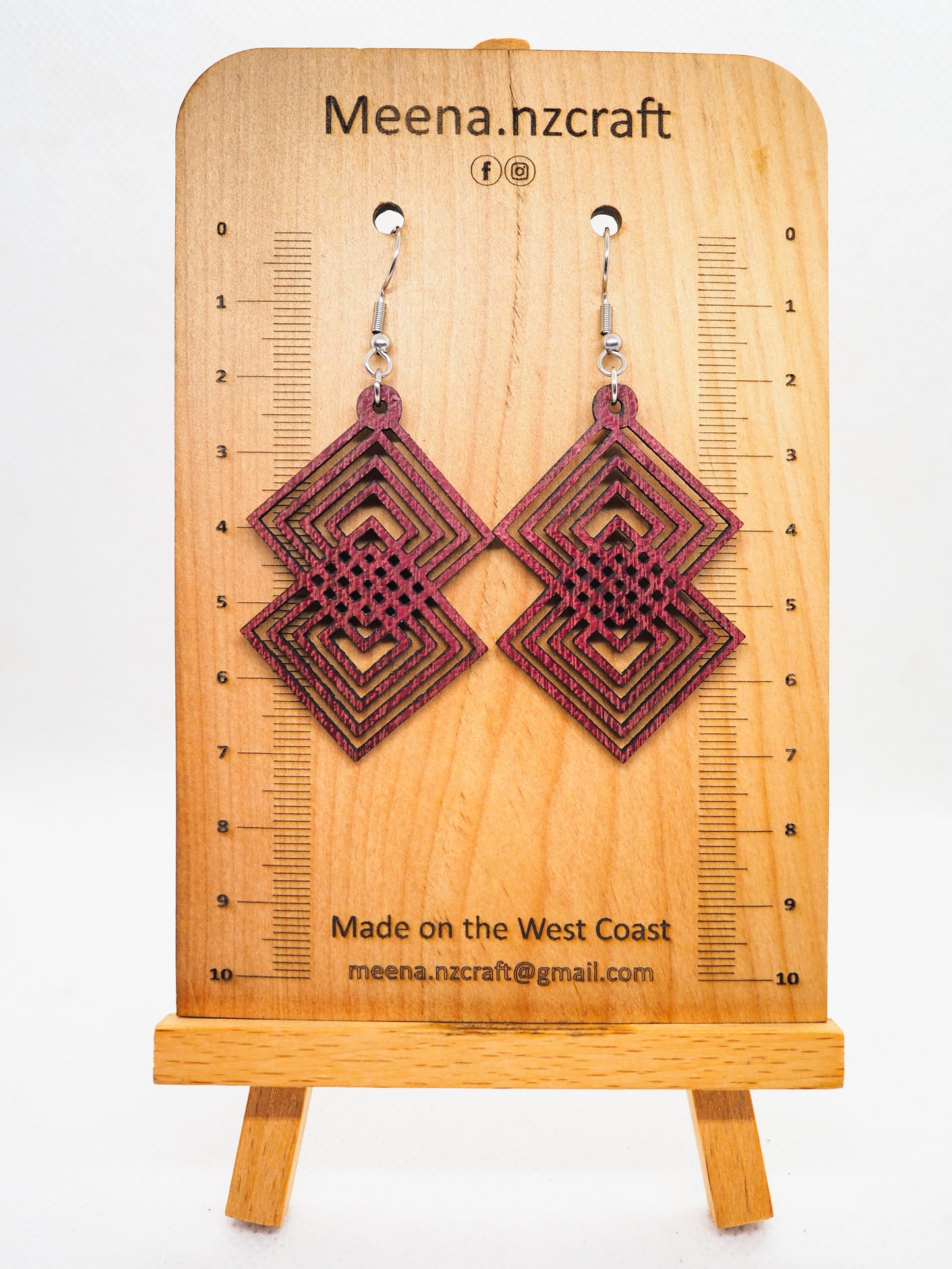 Crafted Purple Heart Wood Earrings