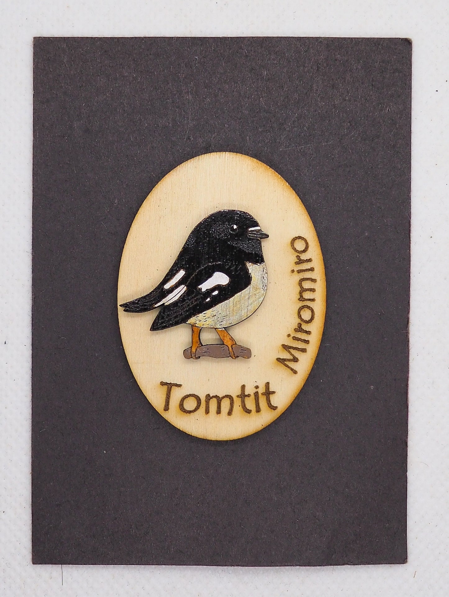 Tomtit (Miromiro) Wooden Rimu Magnet