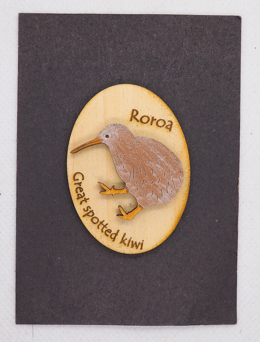 Great spotted kiwi (Roroa) Wooden Rimu Magnet