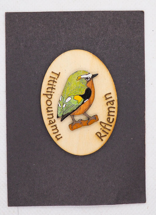 Rifleman (Tītitipounamu) Wooden Rimu Magnet