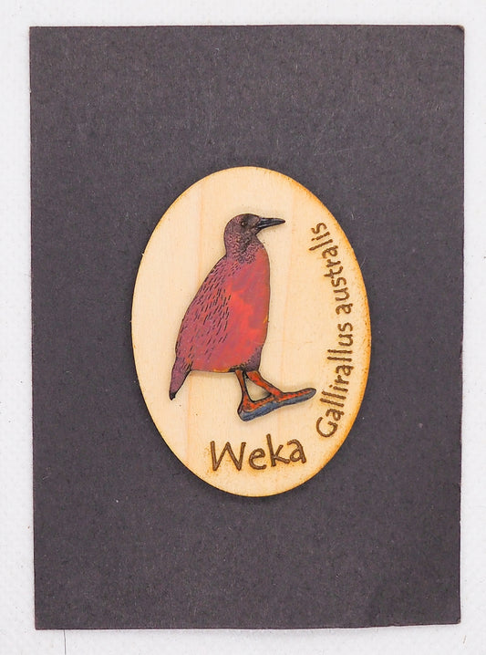 Gallirallus australis (Weka) Wooden Rimu Magnet